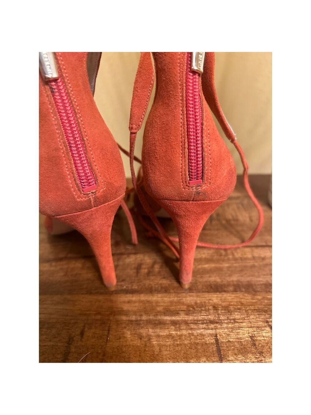 Vince Camuto suede orangish/red heels - Picture 5 of 5